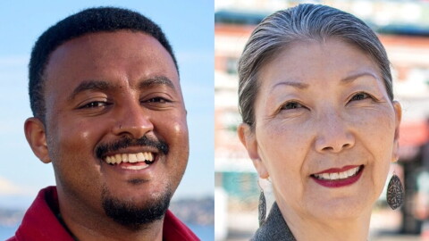 Kelabe Tewolde and Rep. Sharon Tomiko Santos.