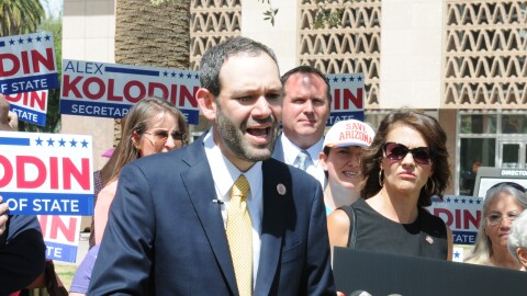 Republican Rep. Alexander Kolodin announces his bid Monday for secretary of state