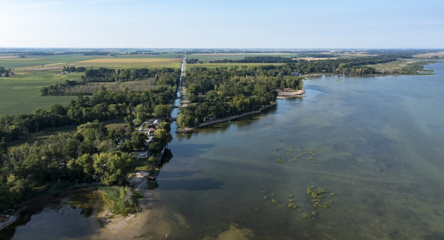 The Vassar Road drainage canal near Wisner, Michigan carries agricultural runoff into Saginaw Bay. The Saginaw Bay watershed is the source of drinking water for 900,000 people.