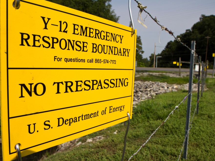 Signs warn against trespassing on to the Y-12 National Security Complex in Oak Ridge, Tenn.