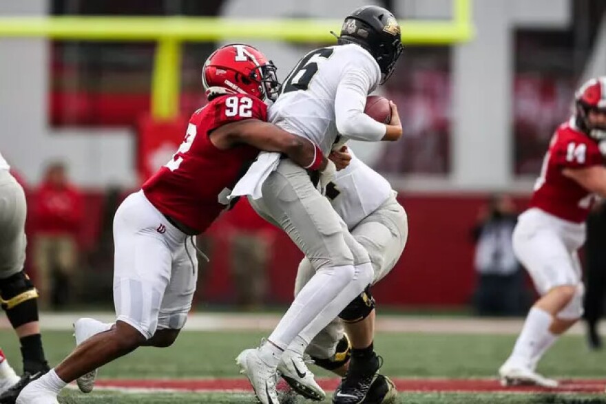 Indiana's Alfred Bryant sacks Purdue quarterback Aiden O'Connell during Saturday's game at Memorial Stadium.