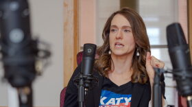 Katy Tyndell appears for a March 13, 2026, podcast recording at the Kansas Reflector newsroom in Topeka.