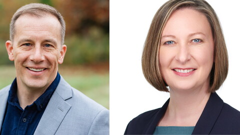 Left, East Lane County Commissioner challenger Jake Pelroy, right, incumbent Heather Buch.