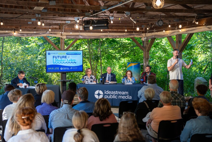 Performing a tight five for the crowd at a Community Tour stop in Shaker Heights.