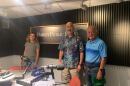 From right to left: University of Hawaiʻi Sociology Department faculty member Cullen Hayashida, CyberHawaii President and CEO Al Ogata, and The Conversation's Maddie Bender at Hawaiʻi Public Radio. (May 21, 2024)