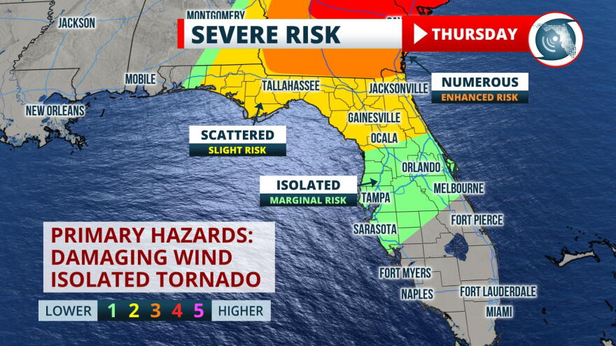 Thursday's Severe Weather Map
