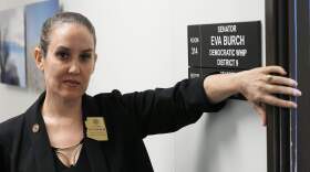 Arizona state Sen. Eva Burch, D-Phoenix, stands outside of her Capitol office Tuesday, March 19, 2024, in Phoenix. The lawmaker says she plans to have an abortion after learning that her pregnancy is not viable, making the announcement on the state Senate floor Monday, according to the Arizona Republic. (Ross D. Franklin/AP)