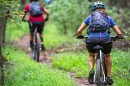 Mountain bikers riding on one of Greensboro's seven mountain biking trails. Photo courtesy of Greensboro Parks & Recreation.