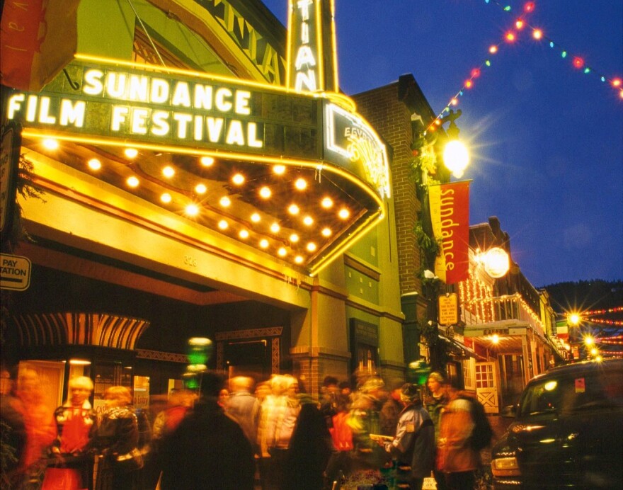 The marquee of the Egyptian Theater in Park City during the 2001 Sundance Film Festival, captured by local artist Mark Maziarz. Following Sundance's departure, members of the local arts community have been planning for what comes next.