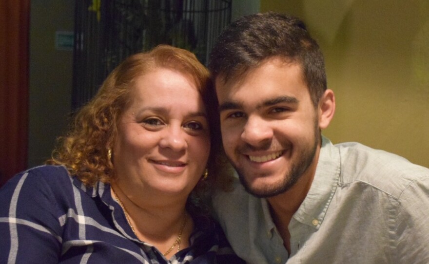 Lariza Dominguez first time voter in 2020, posing next to her son Javier Dominguez