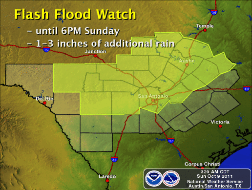 Good news: It's raining. Bad news: It may be too much rain for extremely dry ground. A Flash Flood Watch remain in effect over Central Texas until 6:00 tonight.