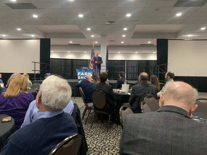 Secretary of Agriculture Tom Vilsack spoke at the Pennsylvania Farm show on Jan 10.