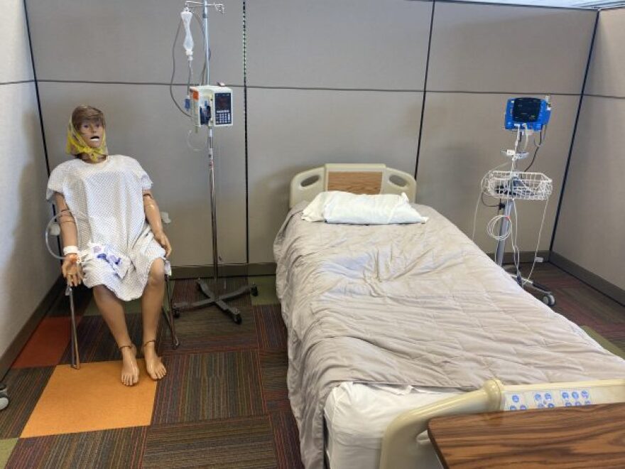 The OU College of Nursing has invested millions of dollars into simulation technology, such as this manikin. These computerized dummies can talk with students and simulate medical problems like hemorrhages.