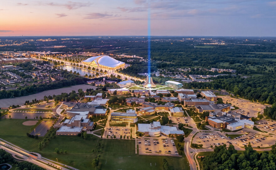 Renderings of a proposed Space Academy at Wright-Patterson Air Force Base