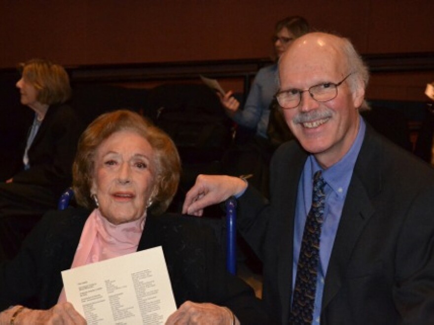 Marian McPartland and filmmaker Huey after a cast and crew screening of <em>In Good Time</em> in Port Washington, N.Y., in 2001.