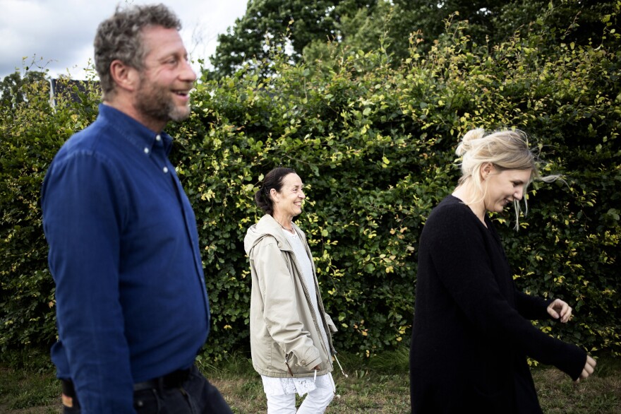Uri Berliner, Agneta Berliner and Erika Pettersson walk near Agneta's house. "Even though we had just met it felt good to be around my newfound relatives," Uri says.