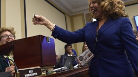 Rep.-elect Lucy McBath, D-Ga., reacts after drawing her number during the Member-elect room lottery draw on Capitol Hill in Washington on Friday.