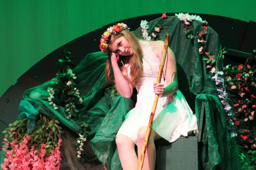 Sophie Evans plays Titania in "A Midsummer Night's Dream" on Monday, Nov. 10, 2025 in Kenai, Alaska.