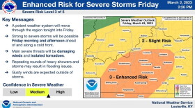 A look at the weather risk for Friday 03/03/23