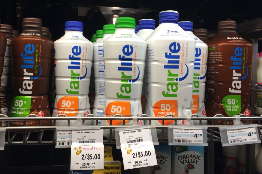 Fairlife milk, shown here on sale in Minneapolis, Minn., in April, is a partnership between Coca-Cola and Select Milk Producers, a dairy cooperative that owns Fair Oaks Farms.