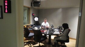 Recording in the KUOW studio on University Way in Seattle.