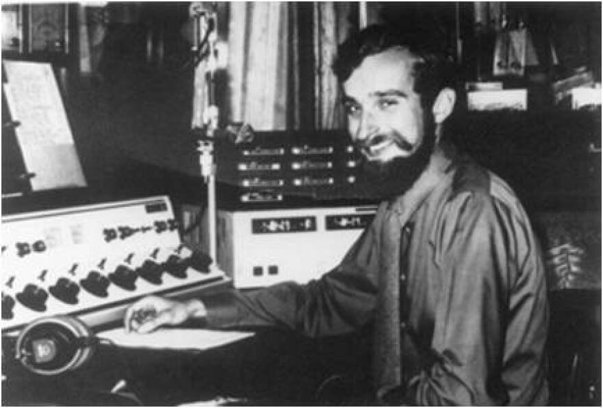 Alex Hills was both an engineer and general manager at KOTZ. He's pictured here at the controls in the KOTZ studio. KOTZ was the second rural Alaska public station to go on the air, following KYUK in Bethel.