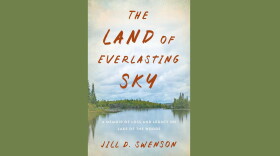 Cover of "The Land of Everlasting Sky" by Jill D. Swenson; image of a lake with a treelined shore and clouds overhead