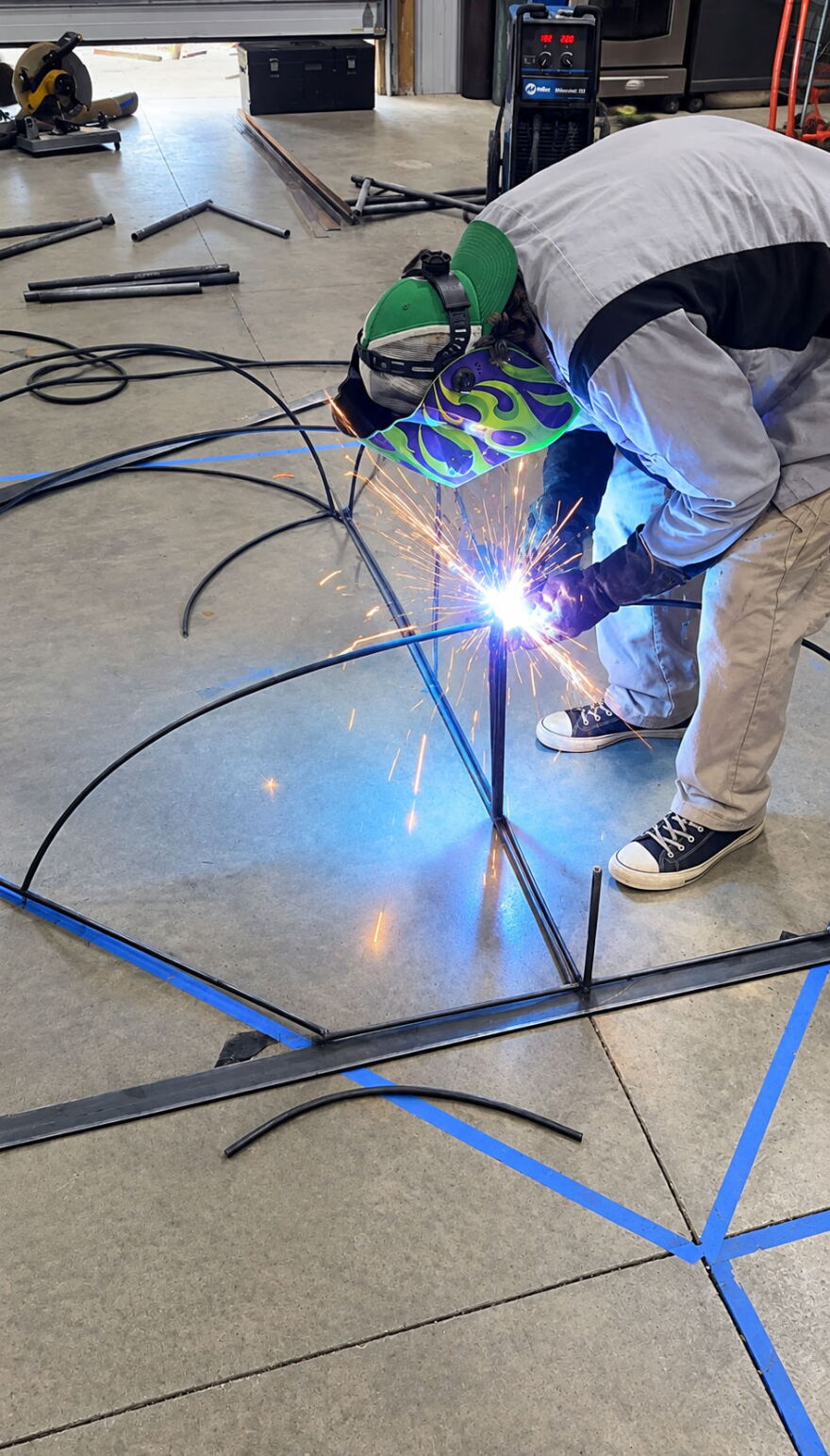 Jason 'Sandman' Sanders works on frame for 'Our Heavy Heart.'