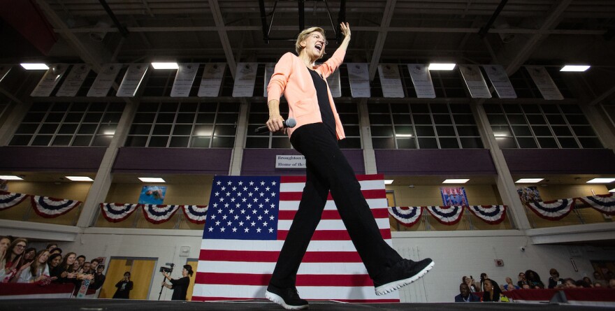 Democratic Presidential Candidate Elizabeth Warren speaks to a capacity crowd of more than 3500 people at Broughton High School in Raleigh, N.C., Thursday, Nov. 7, 2019.