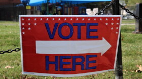 A sign outside the Dunbar Center polling place in Lexington.