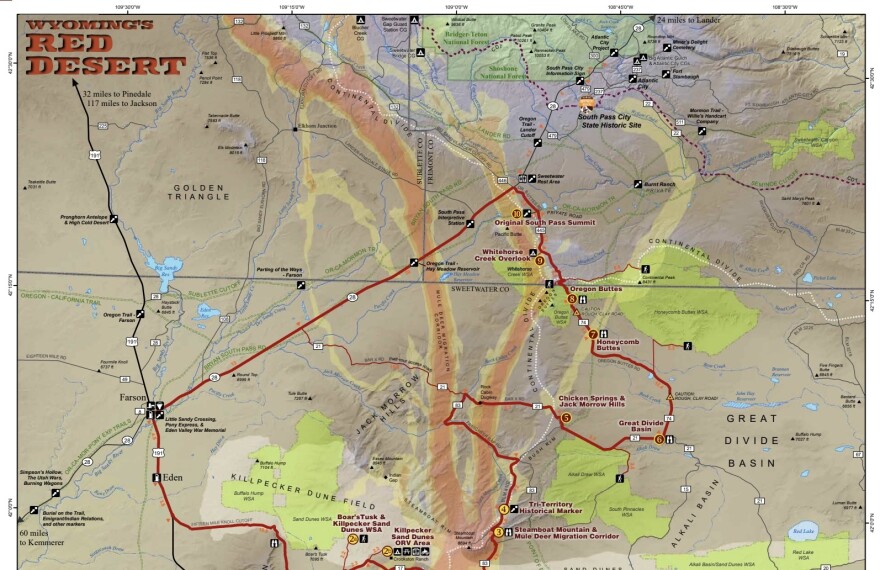 A map showing part of the Red Desert and the Golden Triangle.