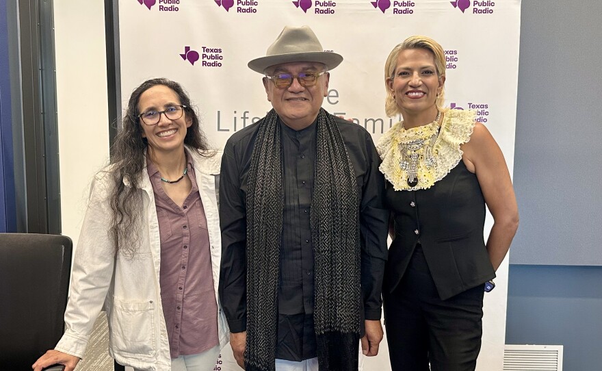 From left to right: TPR's Norma Martinez with sustainable designer Agosto Cuellar and his creatice director, Dr. Puente Para La Gente.