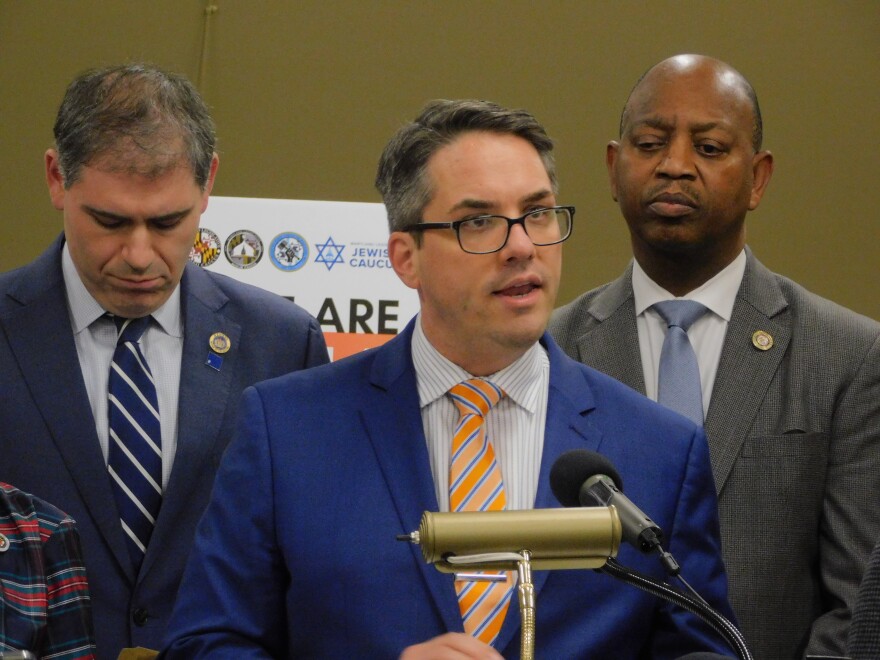 Del. Kris Fair speaks at a “We Are Maryland" MD Legislative Caucuses joint press conference on Tuesday in the Lowe House Building in Annapolis, Md.