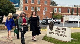 Abby Zwerner walks behind her lawyer and family members into the Newport News Courthouse for a hearing in November, 2023. (Photo by Laura Phillion)