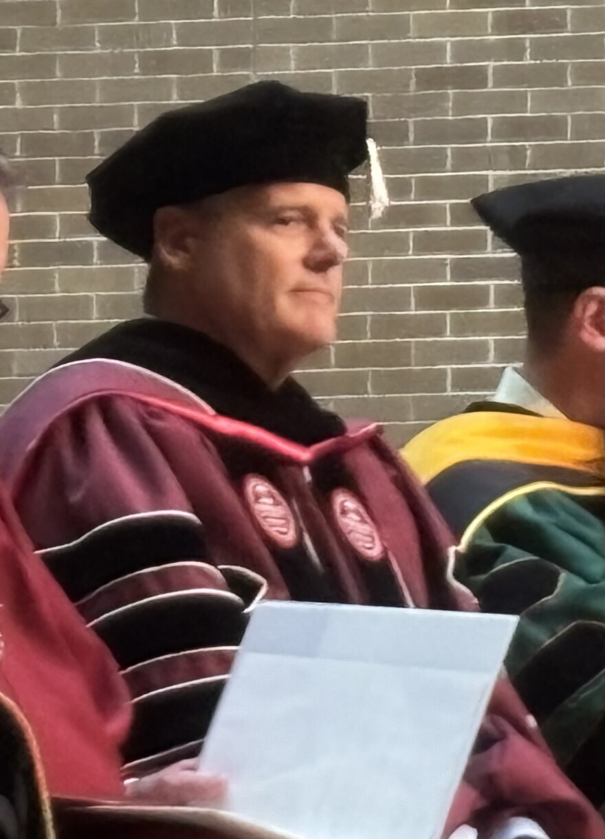 Morningside President Chad W.Benson is shown during his inauguration ceremony at the Sioux City college on Oct. 1, 2026. (Bret Hayworth, Siouxland Public Media News)