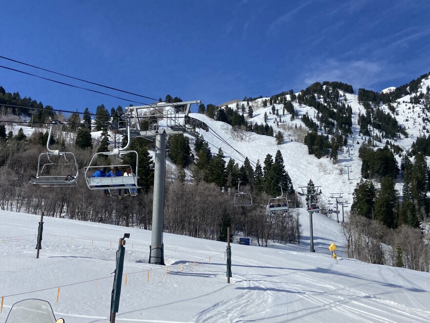 International Olympic Committee's Future Host Commission ride the John Paul Chairlift at Snowbasin.