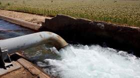 A groundwater pump supplies water to Quechan tribal land at the Fort Yuma Indian Reservation, along the long-depleted Colorado River, on May 26, 2023 near Winterhaven, California. (Mario Tama/Getty Images)
