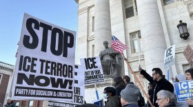 FILE: Dozens of rally attendees place flowers on the steps of the New Haven Superior Court, to honor the life of Renee Nicole Good who was fatally shot by an Immigration Customs Enforcement agent January 9th 2026.