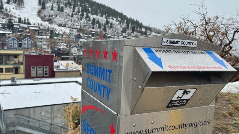 A ballot drop box just outside of Park City's Marsac Building.