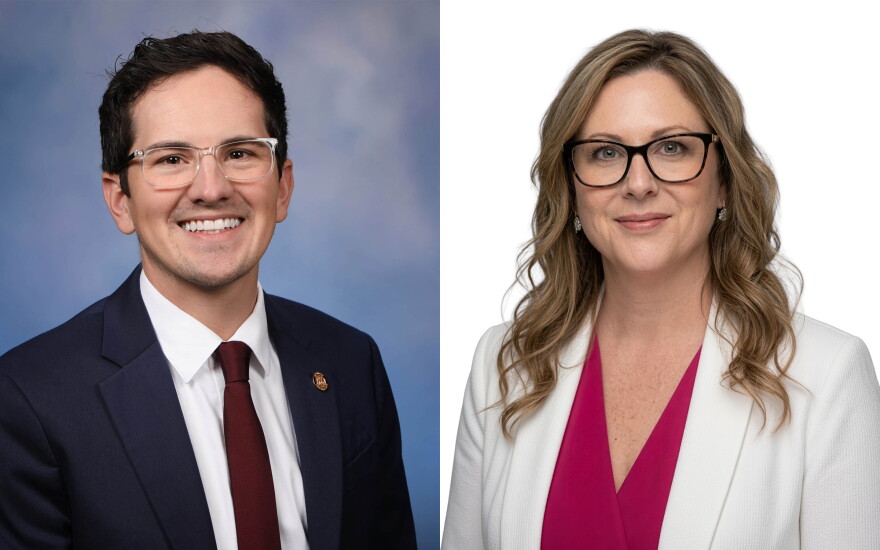 Michigan Rep. Jason Morgan and his Republican challenger, Miriam Corvino.