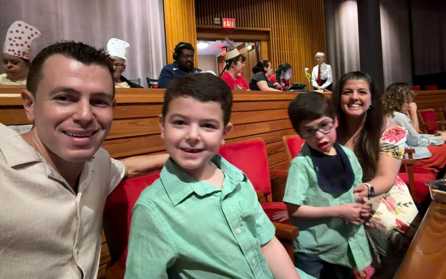 The Kores family sit for a performance of Seussical the Musical at the Broward Center for the Performing Arts on Saturday, Dec. 6, 2025.