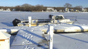 Jody King secured his boat at the end of a Warwick Cove dock with plans of quahogging afterthe Jan. 25 snowstorm. But subfreezing temperatures have dominated in recent weeks, freezing over the cove and much of Greenwich Bay and leaving him and a large portion of the state’s shellfishing fleet locked in.