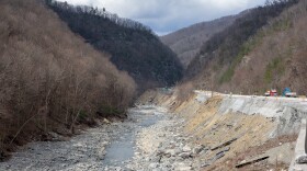 Westbound lanes of I-40 were washed away during Hurricane Helene.