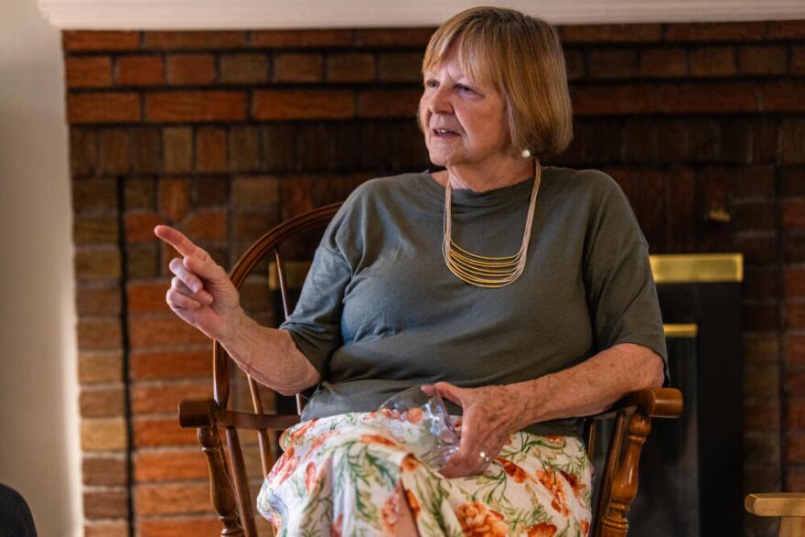 Ruth Comstock recalls the moment when her daughter Jacqui told her she wanted to reach out to Pam McColl,  her egg donor. Comstock got pregnant with the help of four of McColl's eggs.(Jesse Costa/WBUR)