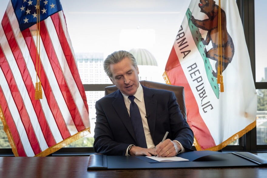 Governor Newsom signed the legislation in his office in Sacramento, Calif. on Sept. 30, 2026.