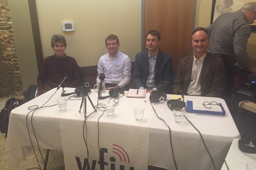 Janet McCabe (director, Environmental Resilience Institute), Matt Flaherty (Bloomington City Council, At-Large), Andrew Predmore (director of Sustainability, Indiana University), and Alex Crowley (director, City of Bloomington Economic and Sustainable Development Department) talked on WFIU's Noon Edition, addressing questions about climate change.