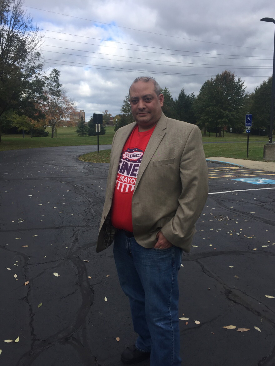 Republican Akron mayoral candidate Josh Sines, outside the WKSU studios, following a 2019 interview.