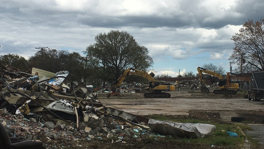 (Photo by Ryan Murphy) Buildings in Newport News’ Ridley Circle public housing neighborhood are demolished in April 2022.