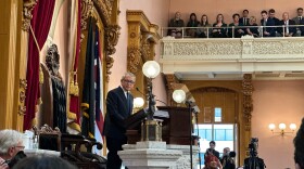 Gov. Mike DeWine (R-Ohio) gives his 2024 speech to the Ohio General Assembly