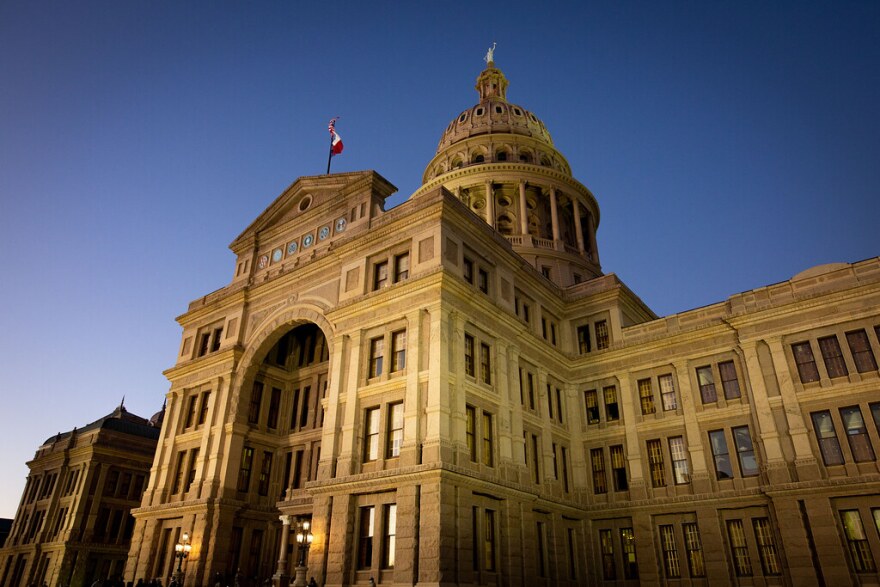 The Texas State Capitol in Austin at dusk